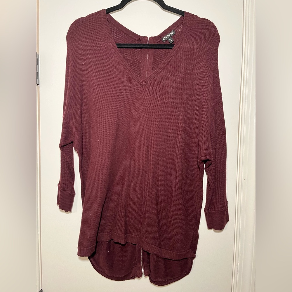 Express sweater with zipper back, size large